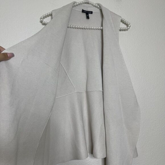 Eileen Fisher Vest Small Knit Open Front  Silk Cotton Oatmeal Beige Sleeveless - Picture 13 of 14